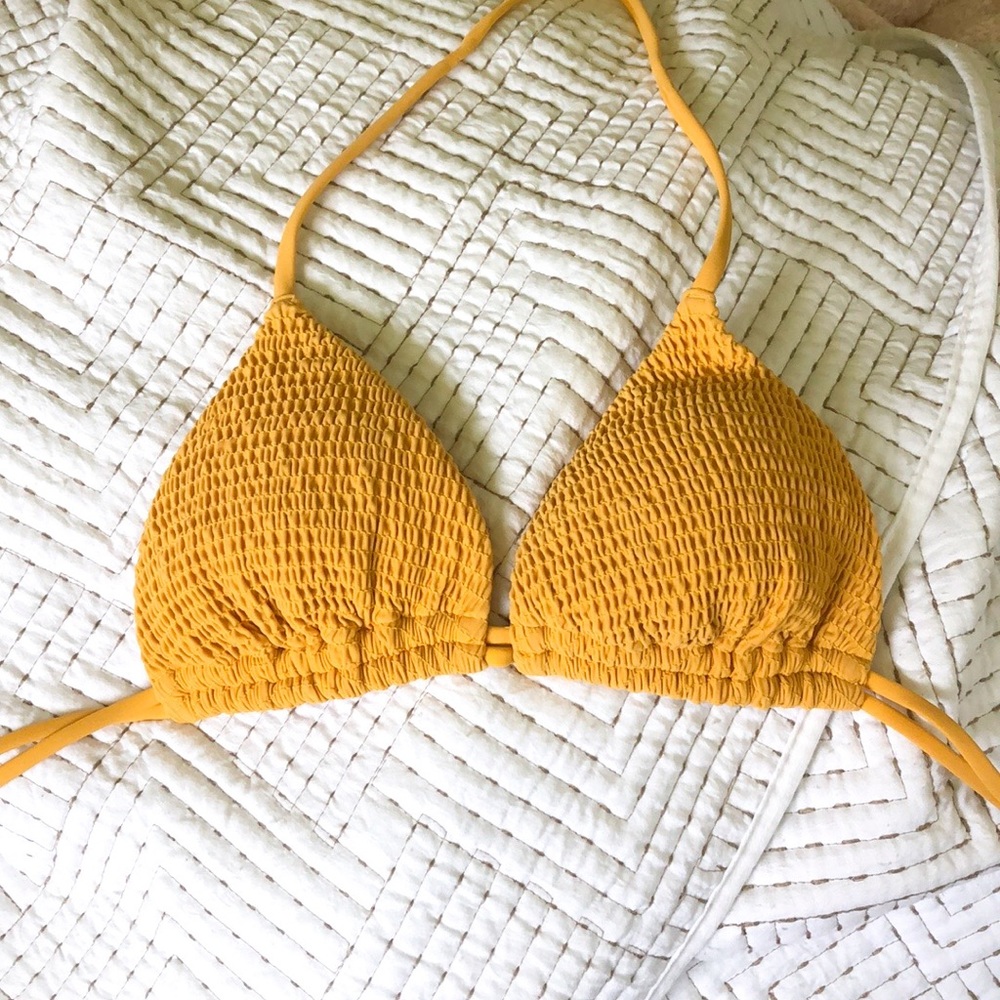 Hollister Yellow Smocked Bikini Top